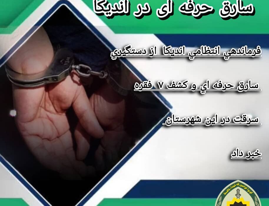 دستبند پليس بر دست‌های سارق حرفه ای در اندیکا